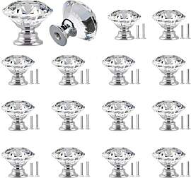 YEYIT Möbelknöpfe Kristall 16 Stück Diamant