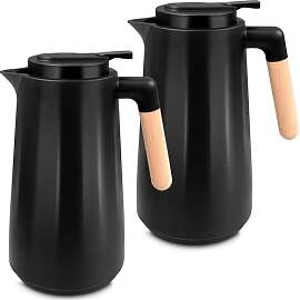 YFNVH 2er-Set Isolierkanne 1 Liter Schwarz,