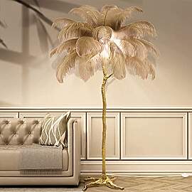 YHYYU Stehlampe mit Federn, Moderne Feder