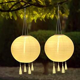 YIFMOO Solar Lampions, 2 Stück 25 CM Solarlaterne 