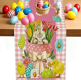 Yiomxhi Tischläufer Ostern Ostereier Blume Leinen 