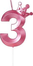 Yiran Geburtstagskerze mit Krone, 3er-Pack, Rosa,