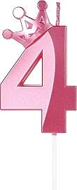 Yiran Geburtstagskerze Zahlen 4, 8cm Rosa