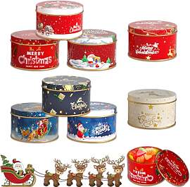 Yisscen 8 Stück Mini Weihnachtskeksdosen,