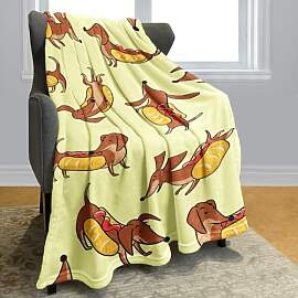 YISUMEI Kuscheldecke mit Dackel Hotdog Spaß,