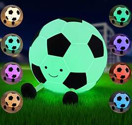 YISUN Fußball Bunt Nachtlicht, Nachtlicht Kinder, 