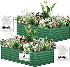 YITAHOME 2er-Set Hochbeet Metall 240x120x58cm,