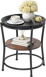 YITAHOME Runder Beistelltisch mit zweistöckigem