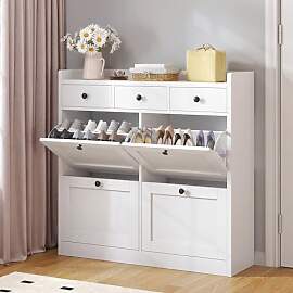 YITAHOME Schuhschrank mit 4 Klappen, Schuhregal