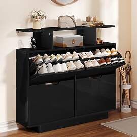 YITAHOME Schuhschrank Schmal Hochglanz mit 4