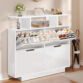YITAHOME Schuhschrank Schmal Hochglanz mit 4