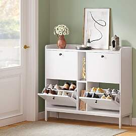 YITAHOME Schuhschrank Schmal mit 4 Klappen, 108 x