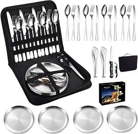 Yixinly Camping Geschirr Set 4 Personen, 20 Stück 