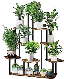 YOCOMEY 9-Tier Hölzern Blumenregal Pflanzenregal, 