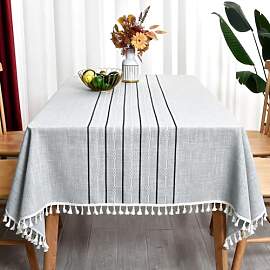 Yofori Graue Tischdecke Abwaschbar aus Baumwolle