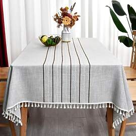 Yofori Graue Tischdecke Abwaschbar aus Baumwolle