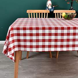 Yofori Tischdecke Kariert, 135x250cm Rot Weiß