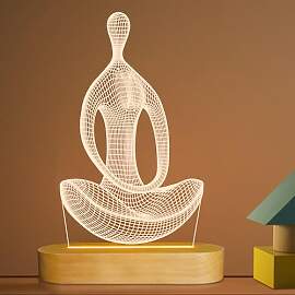 Yoga Lampe LED 3D Kunst Nachtlicht für Mädchen