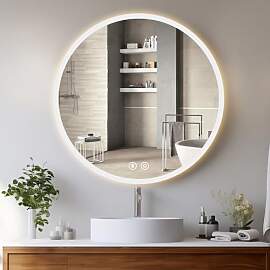 YOLEO Badspiegel rund mit Beleuchtung 70cm, LED