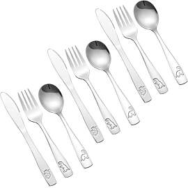 Yoosso 9er Set Kinderbesteck, Besteck mit Gravur