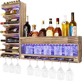 Yorbay Weinregal mit LED-Licht Palette Beflammt