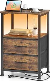 Yornoli Nachttisch mit LED & Ladefunktion,
