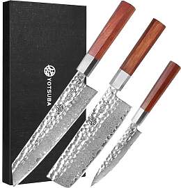 YOTSUBA Damastmesser Set, 3-teiliges Messerset aus 