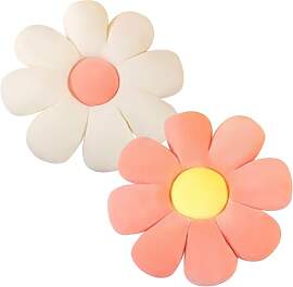 YOUDRN 2 Stück Blumen Kissen,Weiß und Rosa