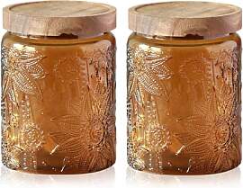 YOUSIS Vorratsdose Glas mit Holzdeckel, 2er Pack