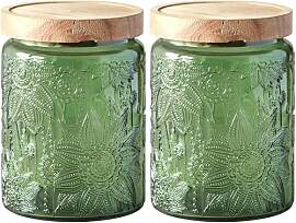 YOUSIS Vorratsdose Glas mit Holzdeckel, 2er Pack