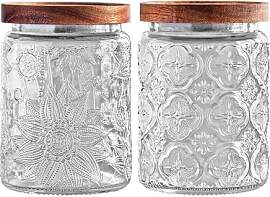 YOUSIS Vorratsdose Glas mit Holzdeckel, 2er Pack