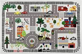 YQOPDEBD Spielteppich Straße, Autoteppich, Grauer 