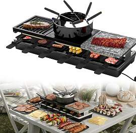 YRHome 3-in-1 Raclette-Grill & Fonduelette