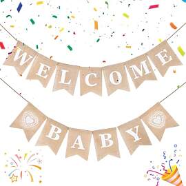 Yuanchu Vintage Leinen Welcome Baby
