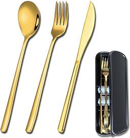YUDANSI Gold Besteck Sets, 3Teiliges Edelstahl