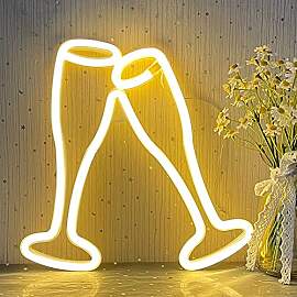 YUEYYNS Gelbes Kelch Neon Bar Schild Weinglas Neon 