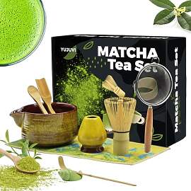 YUJUVI Matcha Tea Set Matcha Set 9-Teiliges Set