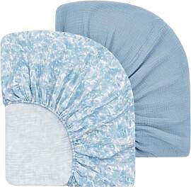 Yukkidds 2er Set Spannbettlaken 70x140cm Musselin