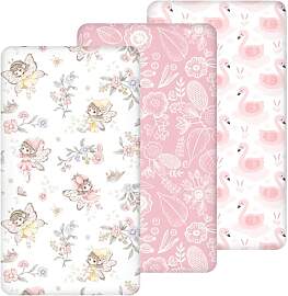 Yukkidds 3er Pack Baby Spannbettlaken 90x55 cm,