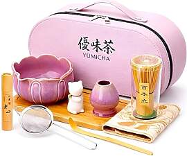 YUMICHA Matcha Set 10 – teilig – Rosa Koffer