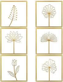 YunBey Goldene Metall-Blumen-Wanddekoration Set,