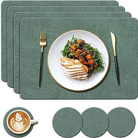 YUNJUER Tischsets und runde Untersetzer aus Leder, 