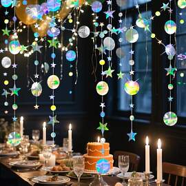 Yuragim Papier Girlande Bunt Glitzer Runde Kreis