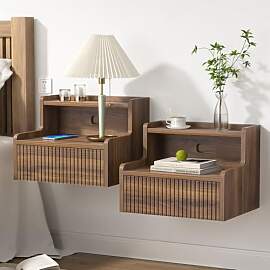Yvsevnr Nachttisch Hängend 2er Set Holz,