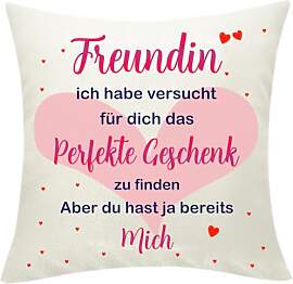 Zalingo Freundin Geschenk Kissenbezug, Herz Design 