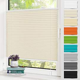 Zarnan Plissee ohne Bohren, Klemmfix Beige