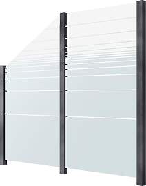 Zaun STAKET PRO, grau, Pfosten: 3 Stk., Aluminium, 