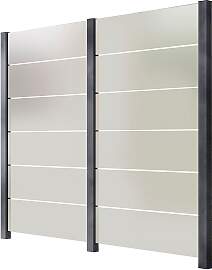 Zaun STAKET PRO, grau, Pfosten: 3 Stk., Aluminium, 