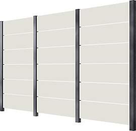 Zaun STAKET PRO, grau, Pfosten: 4 Stk., Aluminium, 