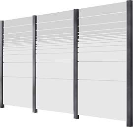 Zaun STAKET PRO, grau, Pfosten: 4 Stk., Aluminium, 